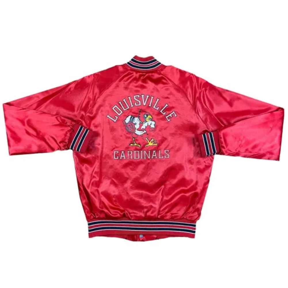 Louisville Cardinals Vintage Red Satin Varsity Jacket - Image 2