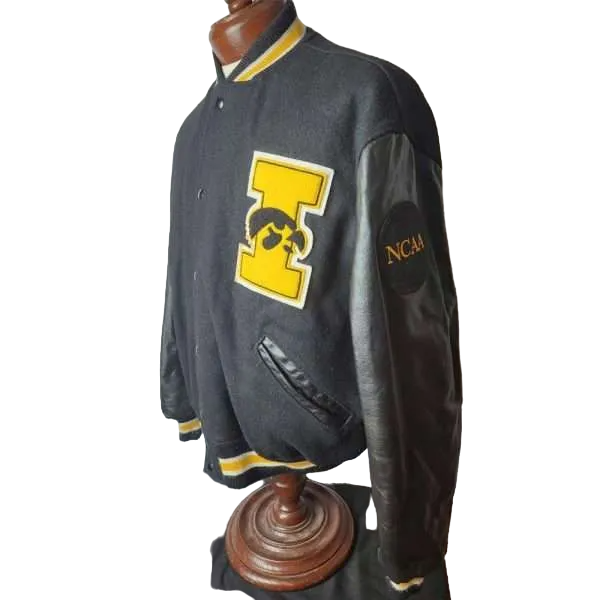 Iowa Hawkeyes Vintage 80’s Wool Black Varsity Jacket - Image 2