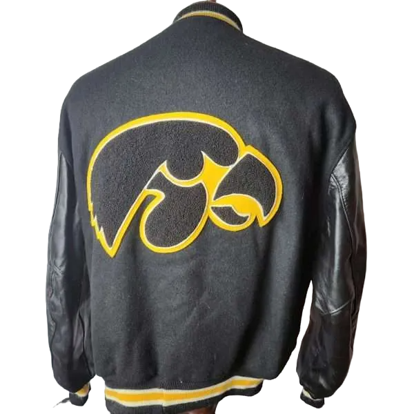 Iowa Hawkeyes Vintage 80’s Wool Black Varsity Jacket - Image 3