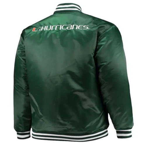 Alternative view of Miami Hurricanes Big & Tall Green Satin Varsity Jacket