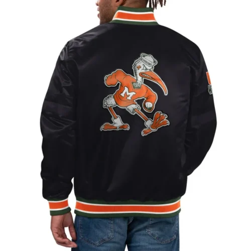 Alternative view of Miami Hurricanes Classic Black Satin Varsity Jacket