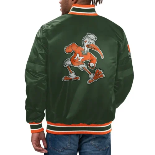 Alternative view of Miami Hurricanes Classic Green Satin Varsity Jacket