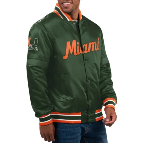 Miami Hurricanes Classic Green Satin Varsity Jacket
