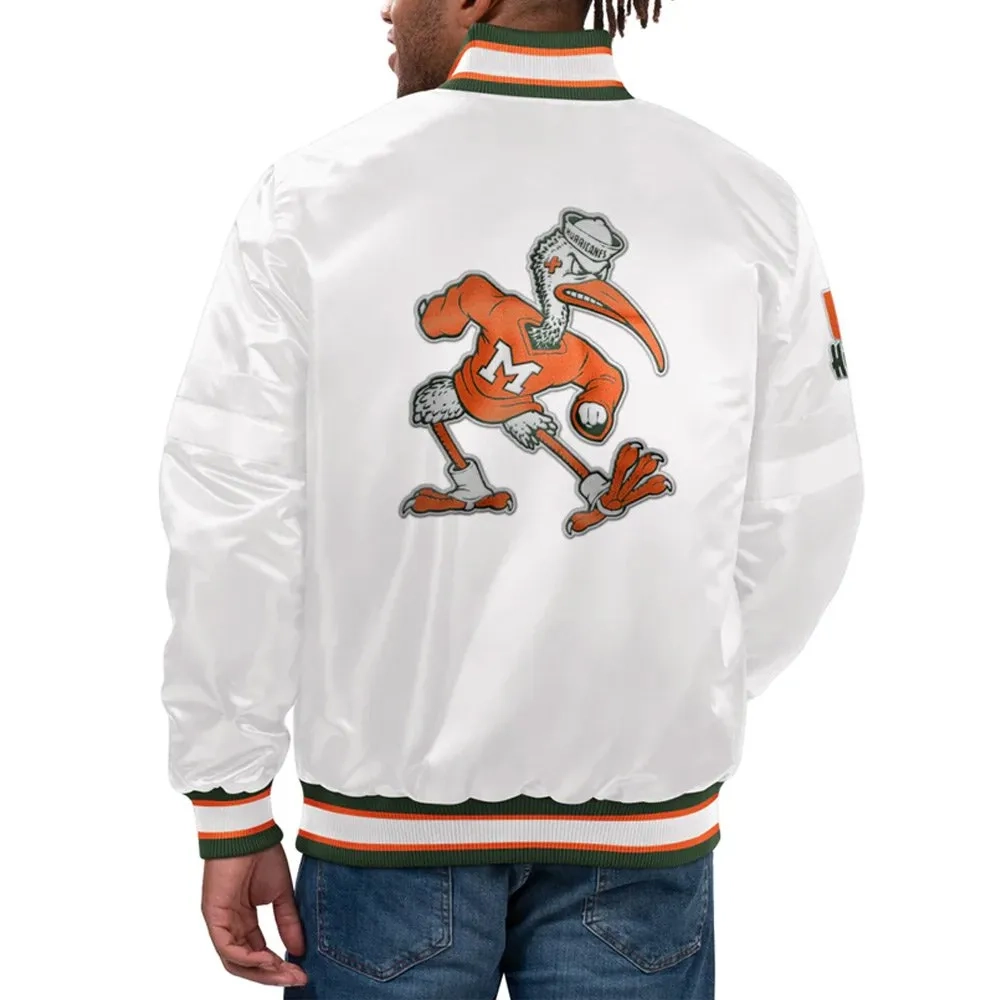 Miami Hurricanes Classic Satin White Varsity Jacket - Image 2