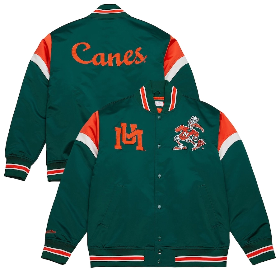 Miami Hurricanes Cooperstown Heavyweight Red Satin Varsity Jacket - Image 4