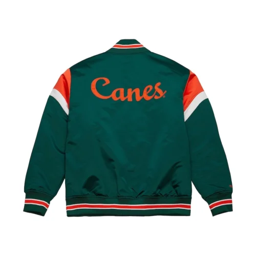 Alternative view of Miami Hurricanes Cooperstown Heavyweight Red Satin Varsity Jacket