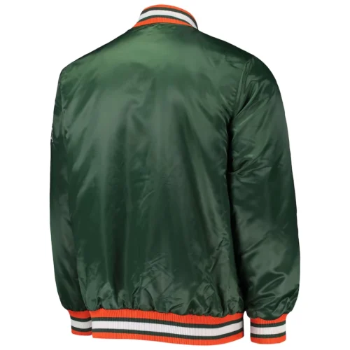 Alternative view of Miami Hurricanes O-Line Green Satin Varsity Jacket