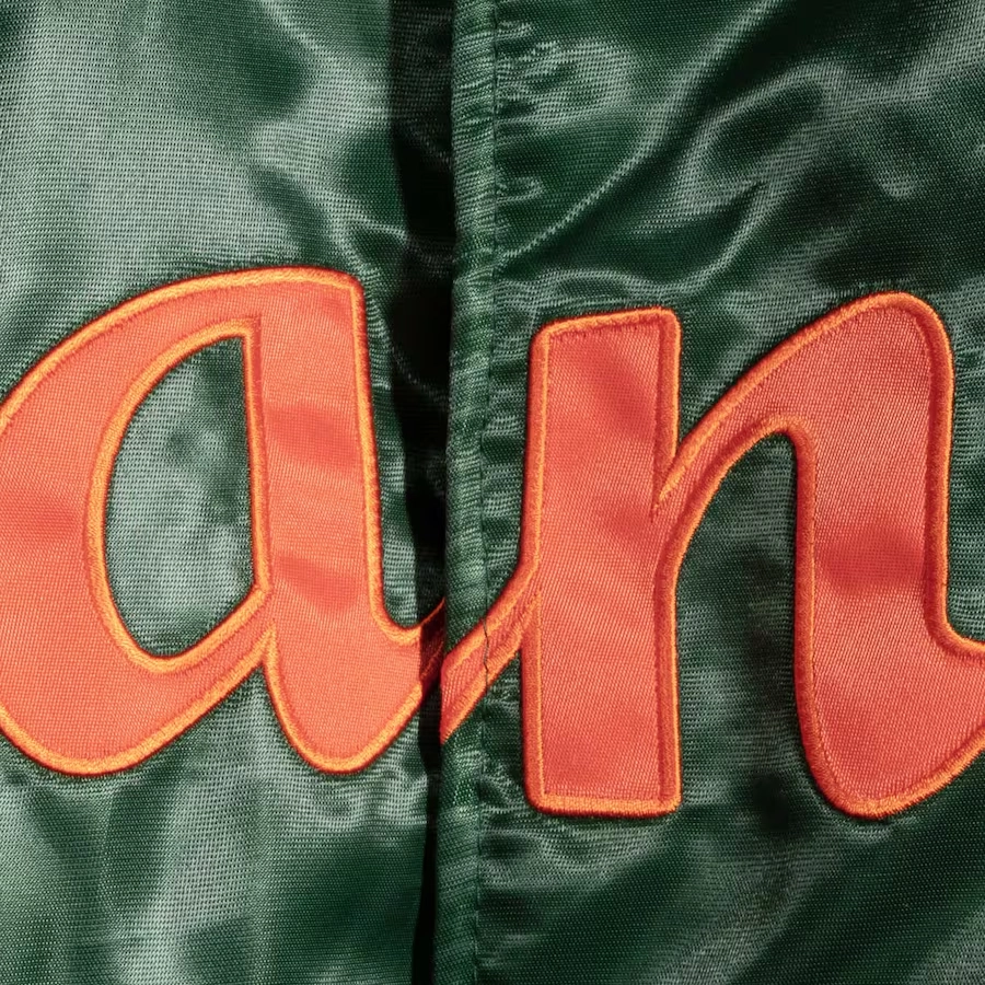 Miami Hurricanes O-Line Green Satin Varsity Jacket - Image 3
