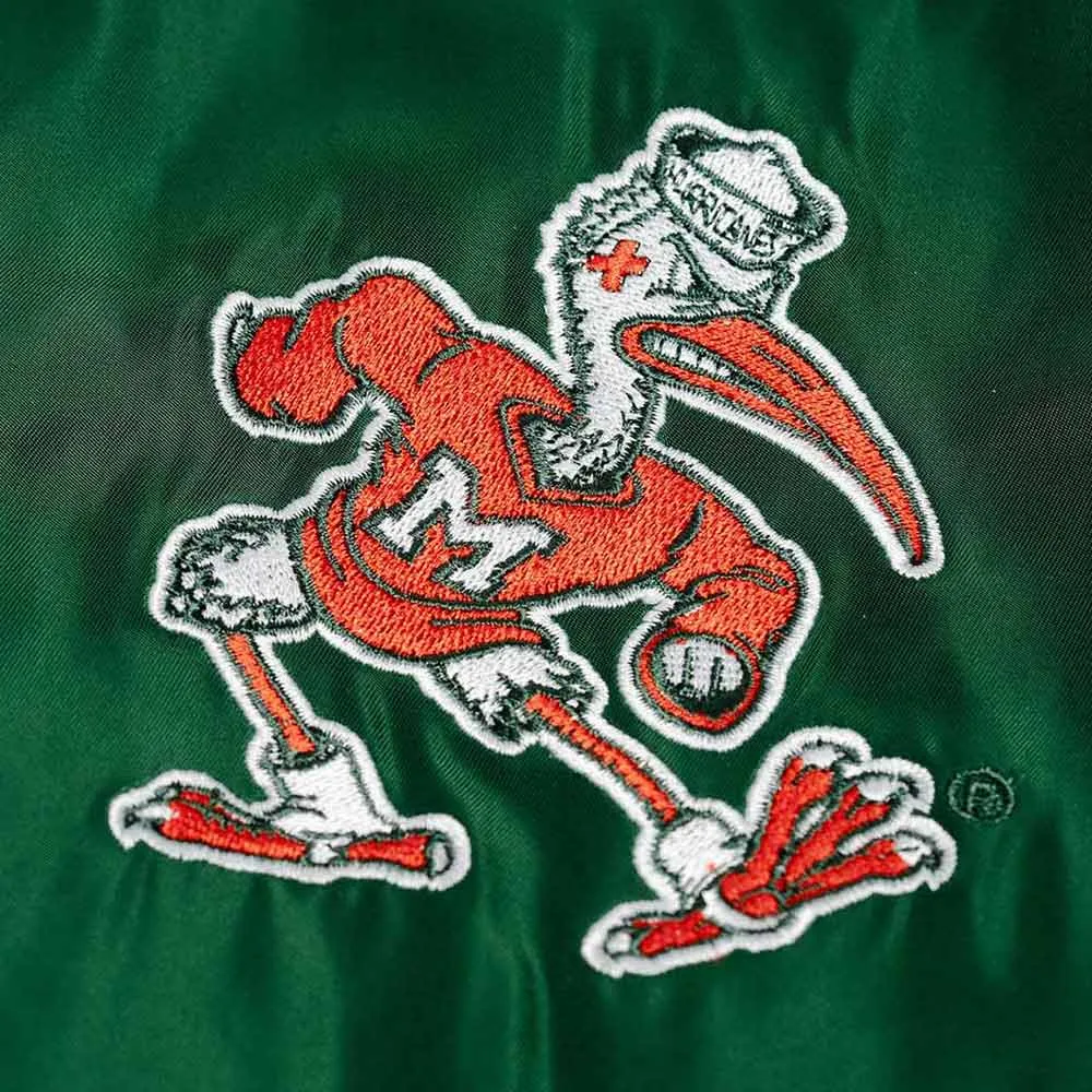 Miami Hurricanes Retro Sebastian Green Satin Bomber Varsity Jacket - Image 3