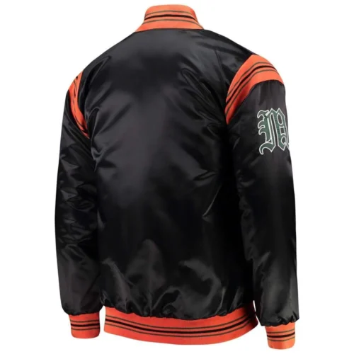Alternative view of Miami Hurricanes The Enforcer Black Satin Varsity Jacket