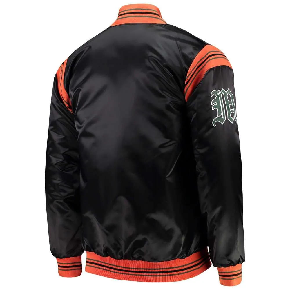Miami Hurricanes The Enforcer Black Satin Varsity Jacket - Image 2