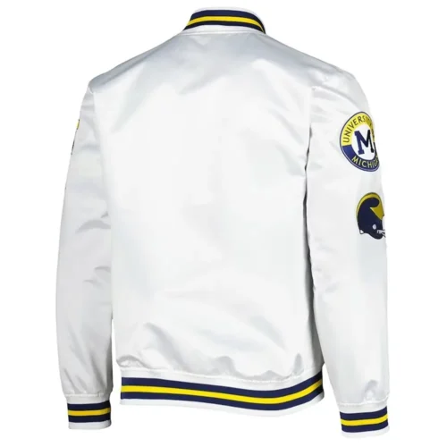Alternative view of Michigan Wolverines City Collection White Satin Varsity Jacket