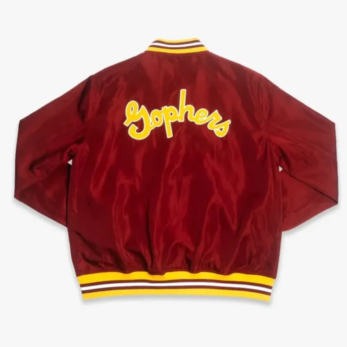 Alternative view of Minnesota Golden Gophers Script Burgundy Bomber Satin Varsity Jacket