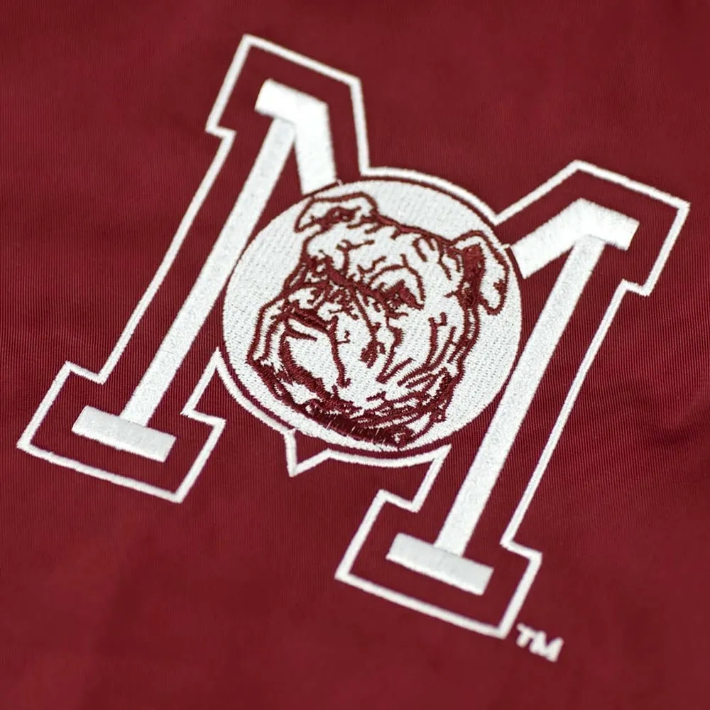 Mississippi State Bulldogs Script Retro Burgundy Bomber Satin Varsity Jacket - Image 3