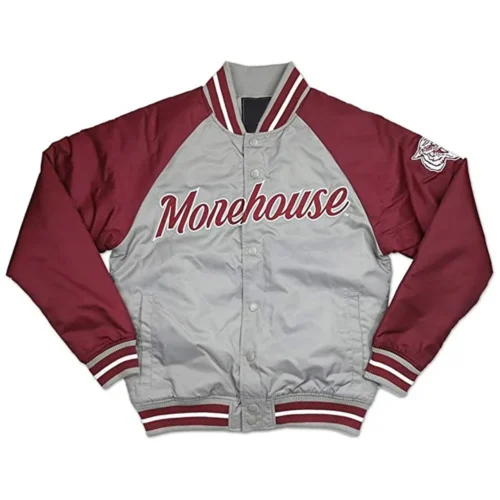 Morehouse Maroon Tigers Vintage Lightweight Gray and Maroon Satin Varsity Jacket