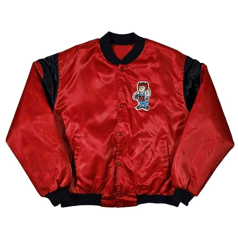 Nebraska Cornhuskers Vintage 80’s Red Bomber Satin Varsity Jacket