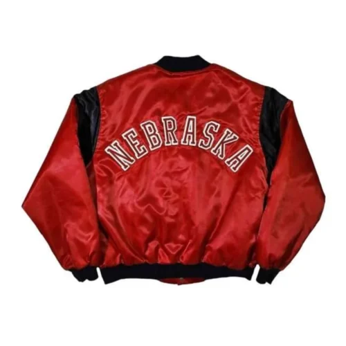 Alternative view of Nebraska Cornhuskers Vintage 80’s Red Bomber Satin Varsity Jacket