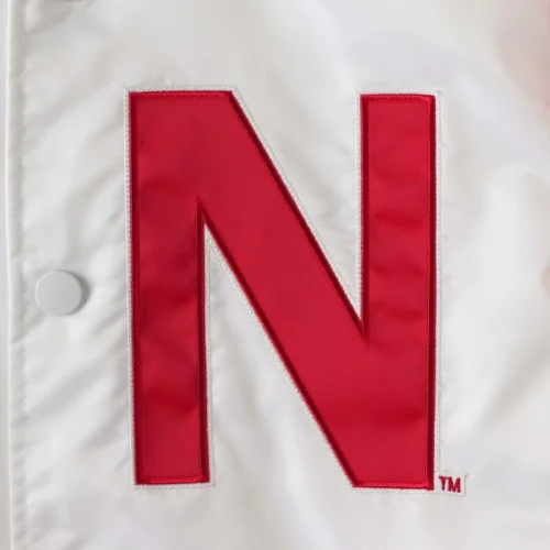 Nebraska Cornhuskers The Legend White/Red Satin Varsity Jacket - Image 3