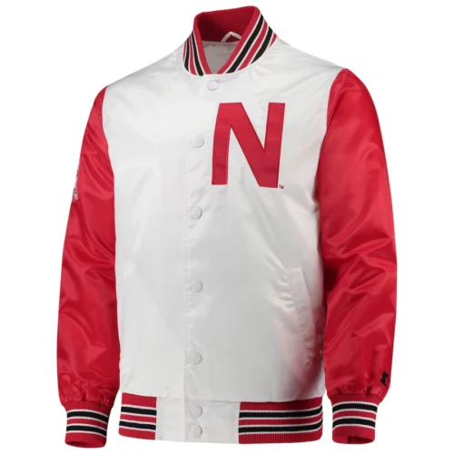 Nebraska Cornhuskers The Legend White/Red Satin Varsity Jacket