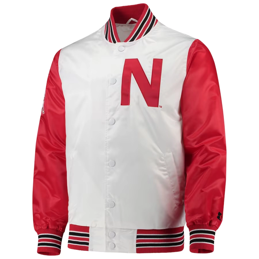 Nebraska Cornhuskers The Legend White/Red Satin Varsity Jacket