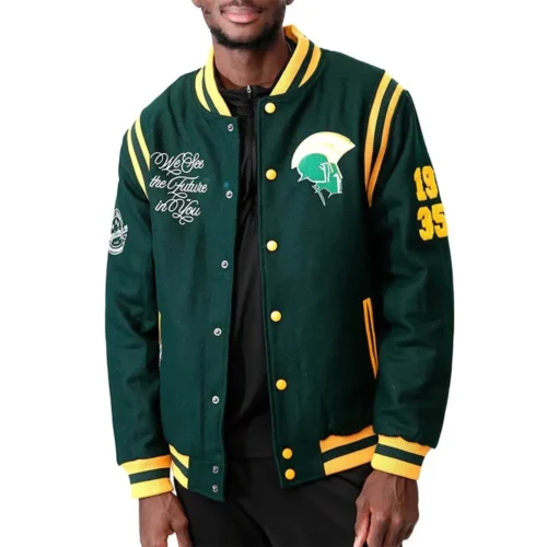 Norfolk State Spartans Green Wool Bomber Varsity Jacket