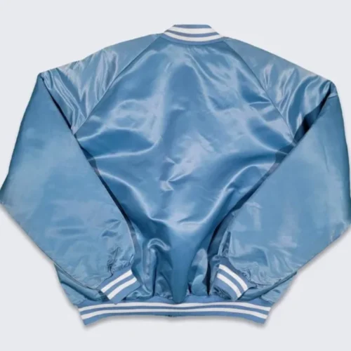 Alternative view of North Carolina Tar Heels Vintage Bomber Blue Satin Varsity Jacket