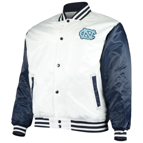 North Carolina Tar Heels Big & Tall White/Navy Polyester Varsity Jacket