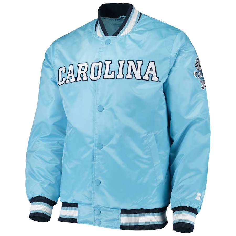 North Carolina Tar Heels O-Line Blue Satin Varsity Jacket