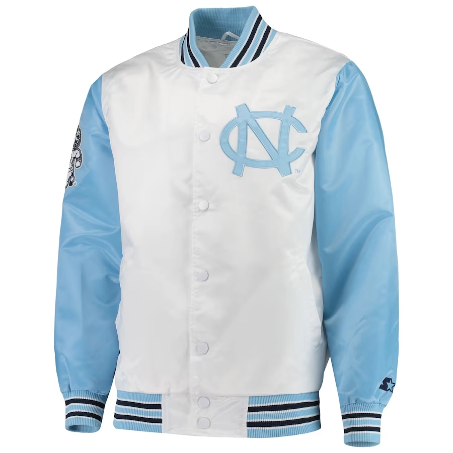 North Carolina Tar Heels The Legend White/Blue Satin Varsity Jacket
