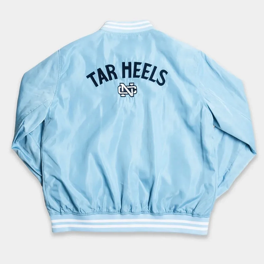 North Carolina Tar Heels Vintage Rameses Bomber Blue Satin Varsity Jacket - Image 2