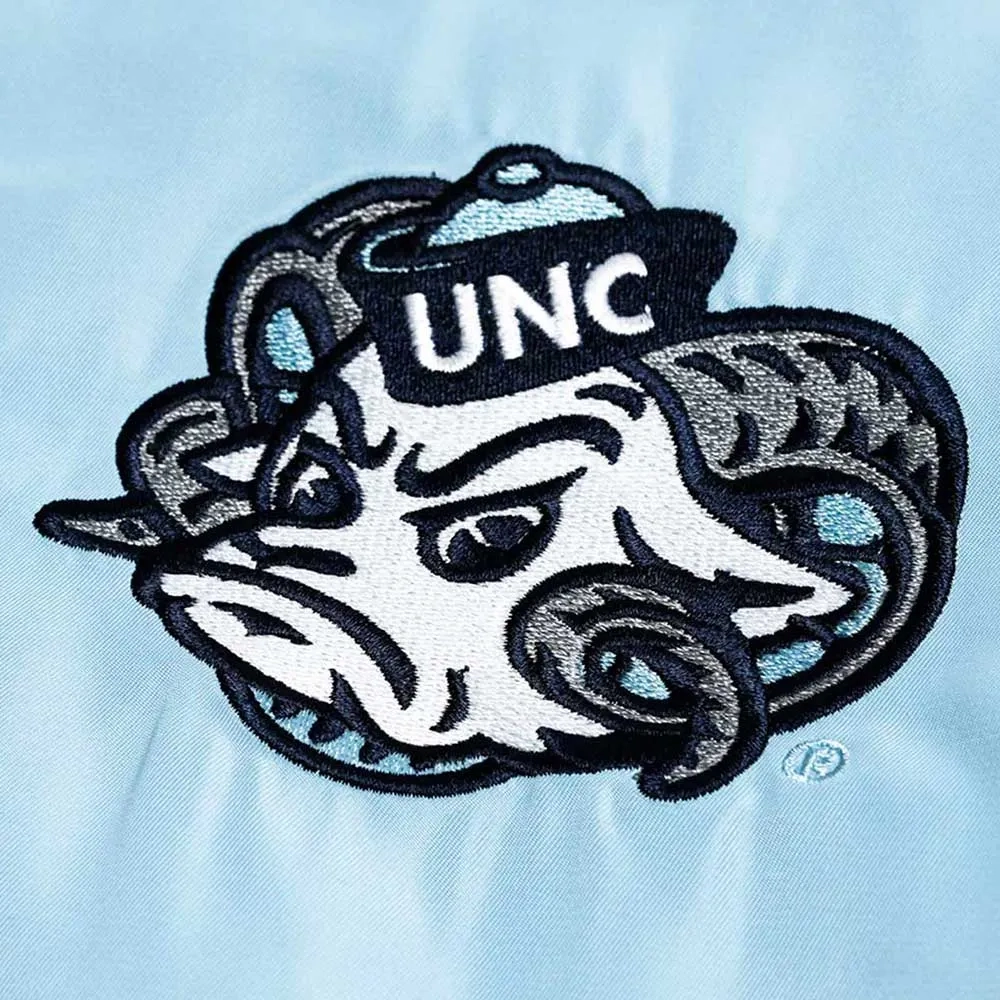 North Carolina Tar Heels Vintage Rameses Bomber Blue Satin Varsity Jacket - Image 4