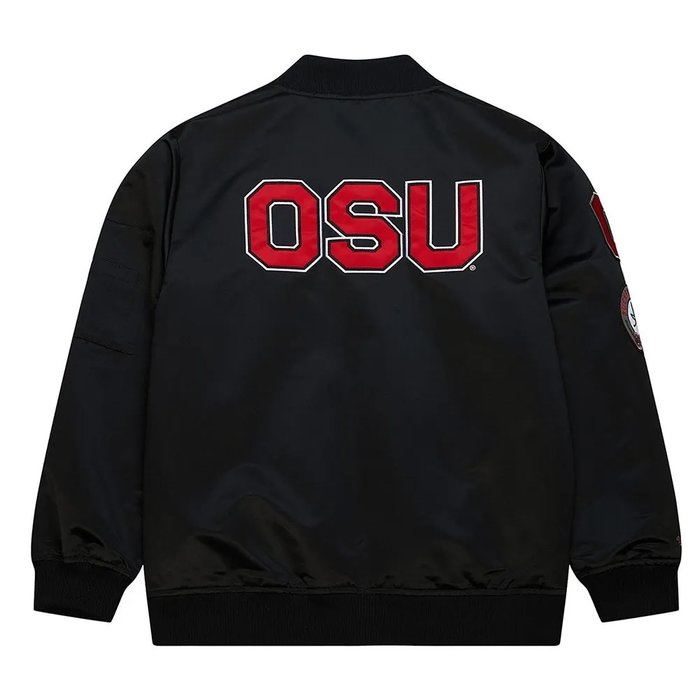 Ohio State Buckeyes Logo Bomber Black Satin Varsity Jacket - Image 2