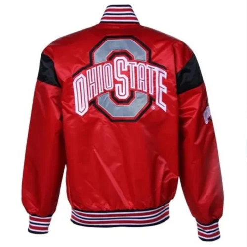 Alternative view of Ohio State Buckeyes Big League Red Satin Varsity Jacket