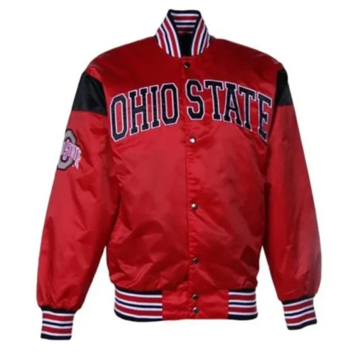 Ohio State Buckeyes Big League Red Satin Varsity Jacket