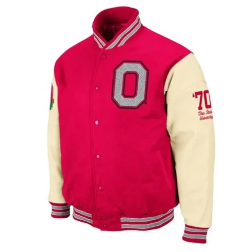 Ohio State Buckeyes Red/Cream Wool Varsity Jacket