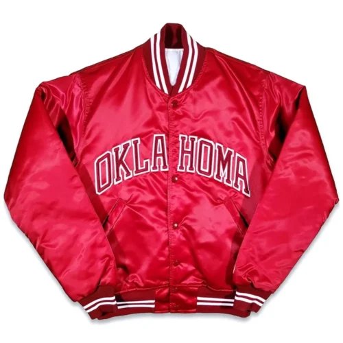Oklahoma Sooners 80’s Red Bomber Satin Varsity Jacket