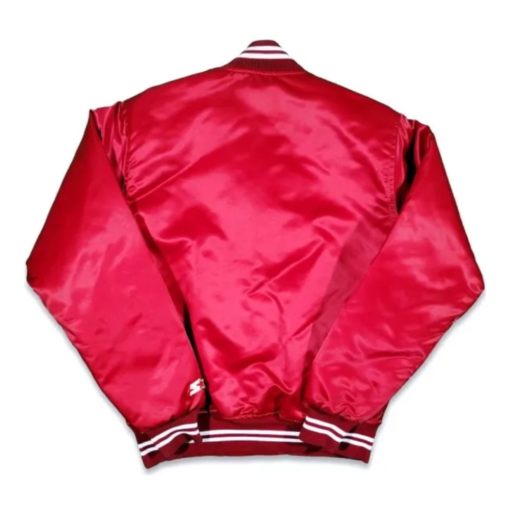Oklahoma Sooners 80’s Red Bomber Satin Varsity Jacket - Image 2