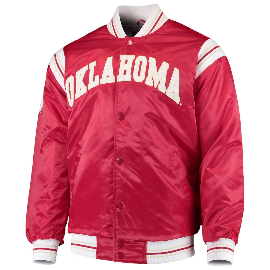 Oklahoma Sooners The Enforcer Red Satin Varsity Jacket