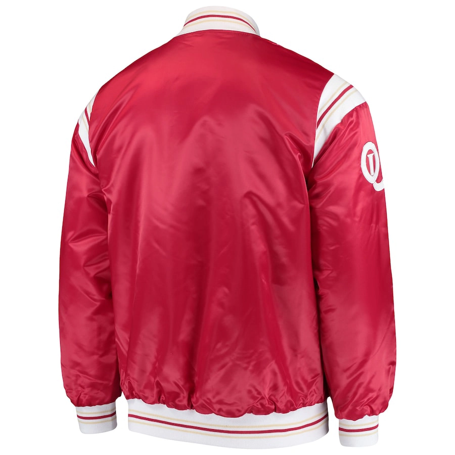 Oklahoma Sooners The Enforcer Red Satin Varsity Jacket - Image 2