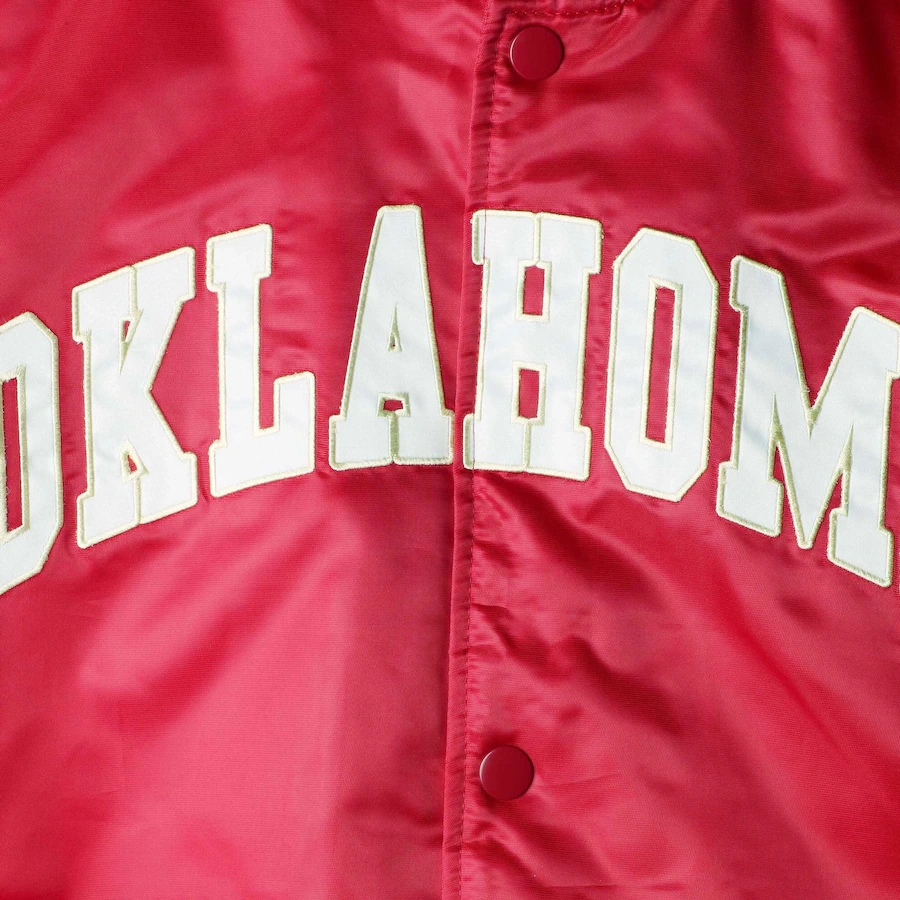 Oklahoma Sooners The Enforcer Red Satin Varsity Jacket - Image 3