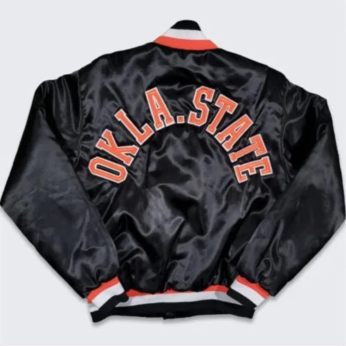 Alternative view of Oklahoma State Cowboys Vintage 90’s Black Bomber Satin Varsity Jacket