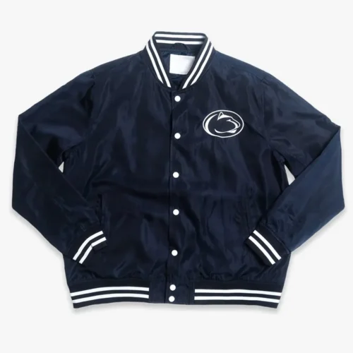Penn State Nittany Lions Navy Satin Bomber Varsity Jacket