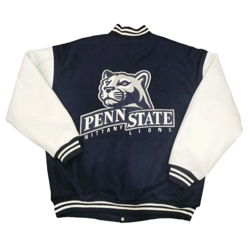 Alternative view of Penn State Nittany Lions Navy/White Wool & Leather Varsity Jacket