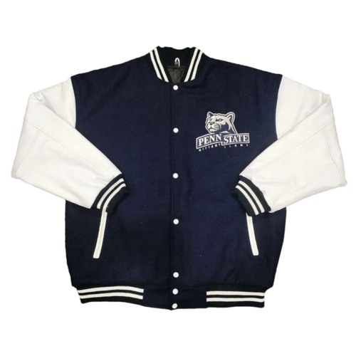 Penn State Nittany Lions Navy/White Wool & Leather Varsity Jacket