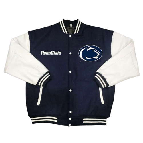 Penn State Nittany Lions Wool & Leather Varsity Jacket Navy/White