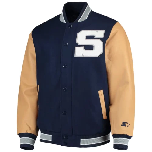Penn State Nittany Lions The Letterman Black/Gold Wool & Leather Varsity Jacket