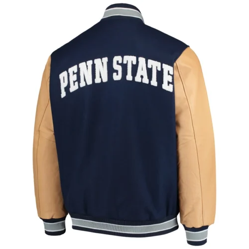 Penn State Nittany Lions The Letterman Black/Gold Wool & Leather Varsity Jacket - Image 3