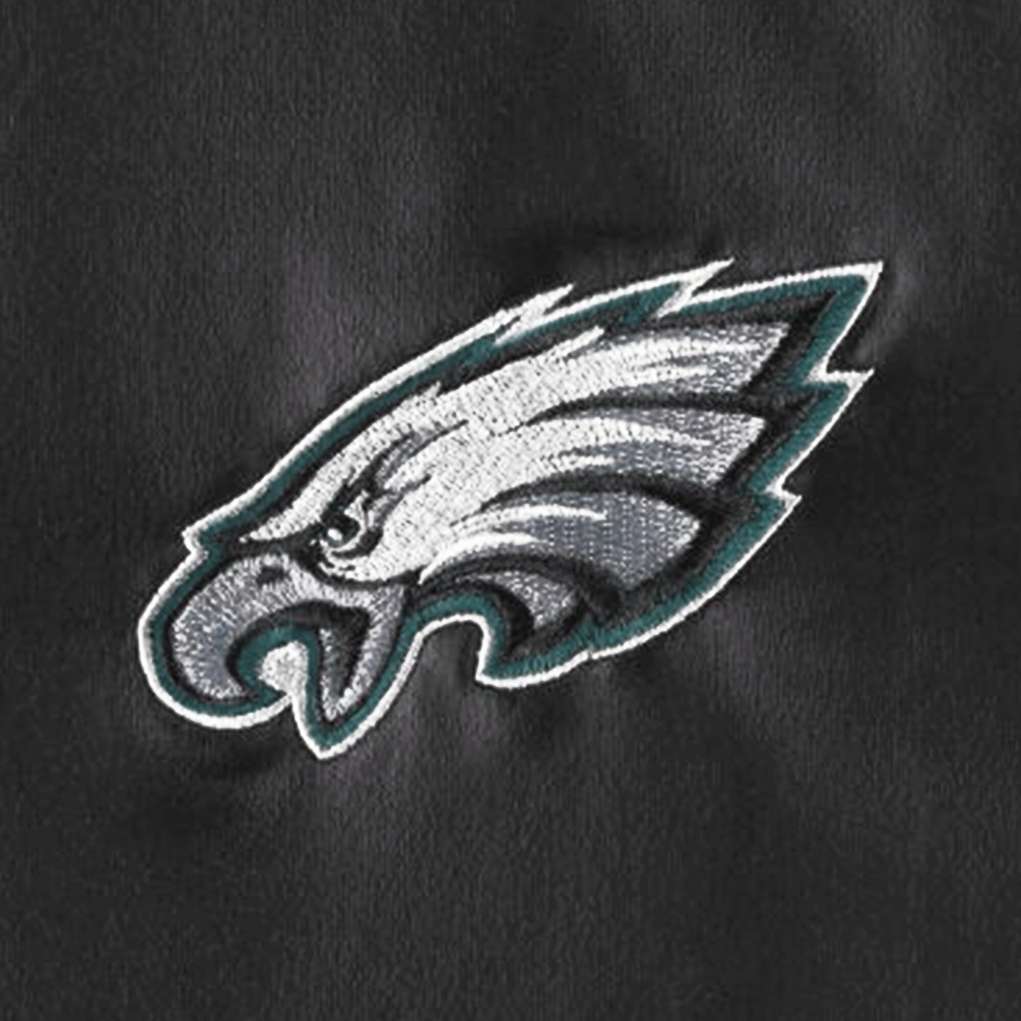 Philadelphia Eagles Metallic Bomber Full-Snap Black Leather Jacket - Image 3
