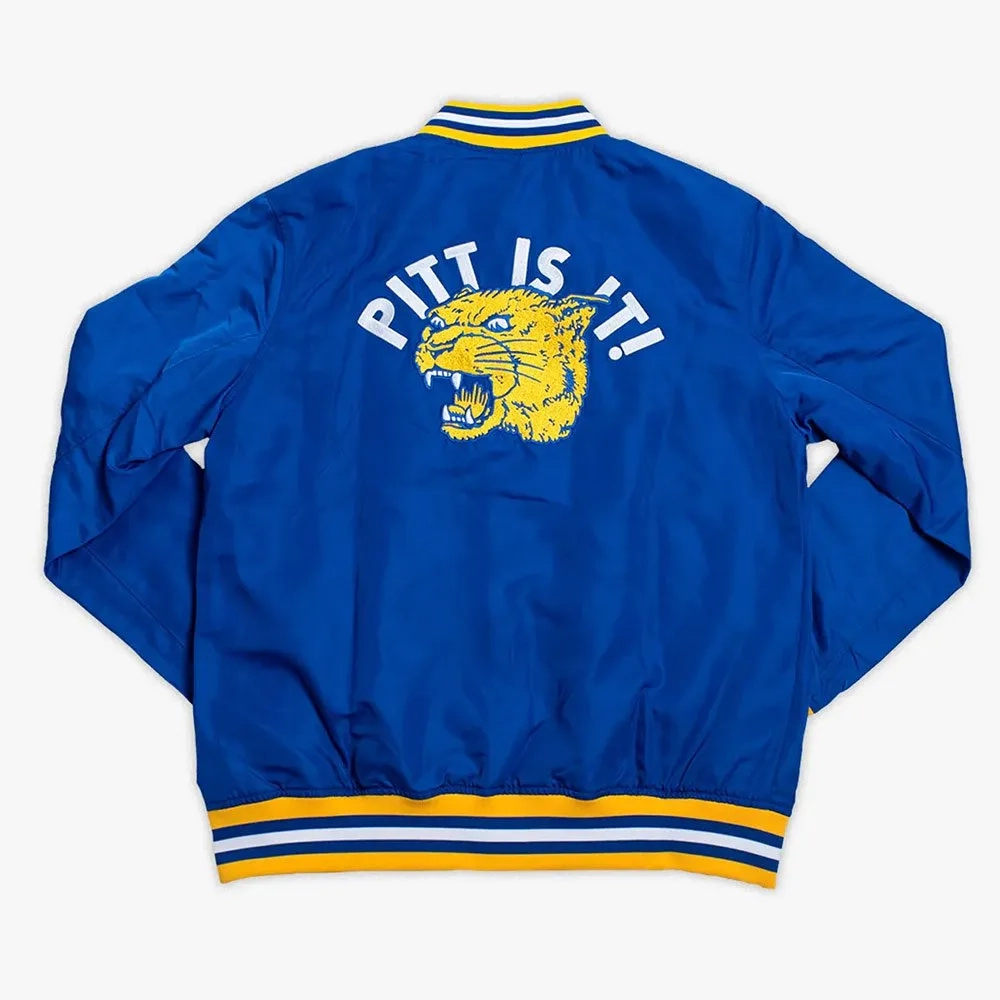 Pittsburgh Panthers 1970’s Bomber Blue Satin Varsity Jacket - Image 2