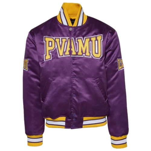 Prairie View A&M Panthers Remix Purple Satin Varsity Jacket